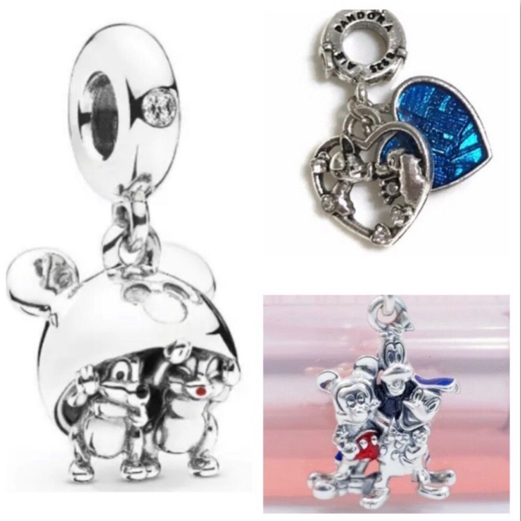 3 Disney Chip & Dale Mickey Ear Hat Bead Charm Bundle Set